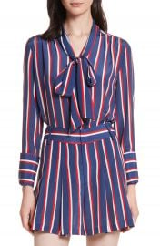 Alice   Olivia Arie Tie-Neck Stripe Silk Blouse   Nordstrom at Nordstrom