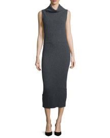 Alice   Olivia Arra Sleeveless Ribbed Turtleneck Midi Dress  Charcoal at Neiman Marcus