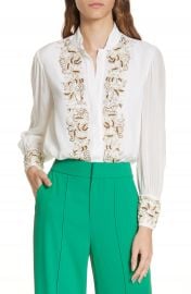 Alice   Olivia Beaded Tuxedo Blouse at Nordstrom