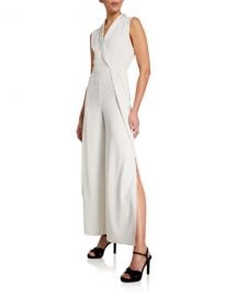 Alice   Olivia Bebe Split Sleeveless Shawl-Collar Jumpsuit at Neiman Marcus