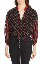 Alice   Olivia Blouson Sleeve Mixed Print Top at Nordstrom