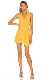 Alice   Olivia Callie Asymmetrical Drape Dress in Golden Rod from Revolve com at Revolve