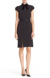 Alice   Olivia Carie Belted Multi Slit Shirtdress with Bow Tie at Nordstrom