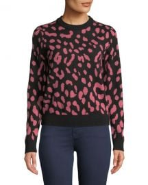 Alice   Olivia Chia Leopard Jacquard Crewneck Pullover at Neiman Marcus