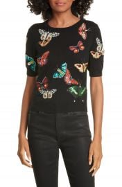 Alice   Olivia Ciara Butterfly Crop Sweater   Nordstrom at Nordstrom