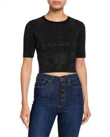 Alice   Olivia Ciara Heat-Set Crystal Sweater at Neiman Marcus