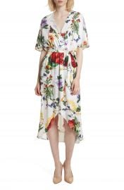 Alice   Olivia Clarine Floral Wrap Midi Dress at Nordstrom