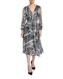 Alice   Olivia Coco Plunging V-Neck Mock-Wrap Dress at Neiman Marcus