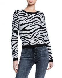 Alice   Olivia Connie Embellished Zebra Stripe Sweater at Neiman Marcus