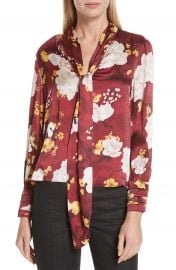 Alice   Olivia Crogan Tie Neck Silk Blouse at Nordstrom