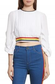 Alice   Olivia Dakota Tack Sleeve Top at Nordstrom