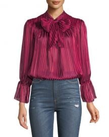 Alice   Olivia Danika Gathered Tie-Neck Blouse   Neiman Marcus at Neiman Marcus