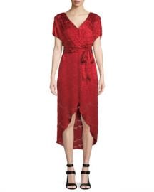 Alice   Olivia Darva Gathered Mock Wrap Midi Dress at Neiman Marcus