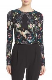 Alice   Olivia Delaina Print Long Sleeve Crop Top at Nordstrom