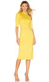 Alice   Olivia Delora Fitted Mock Neck Dress in Canary from Revolve com at Revolve