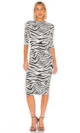 Alice   Olivia Delora Fitted Mock Neck Dress in LG Tiger SFT White  amp  Black from Revolve com at Revolve