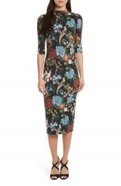 Alice   Olivia Delora Print Fitted Midi Dress at Nordstrom