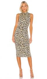 Alice   Olivia Delora Sleeveless Fitted Mock Neck Dress in Textured Leopard from Revolve com at Revolve