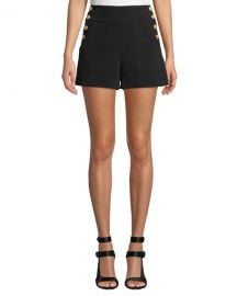 Alice   Olivia Donald High-Waist Side-Button Shorts at Neiman Marcus