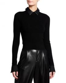 Alice   Olivia Dory Fitted Pullover with Collar at Neiman Marcus