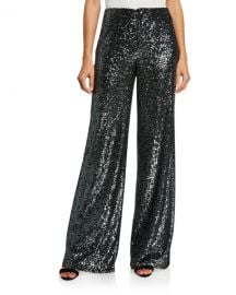 Alice   Olivia Dylan High-Rise Wide-Leg Sequined Pants at Neiman Marcus