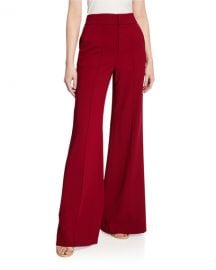 Alice   Olivia Dylan High-Waist Wide-Leg Pintucked Pants at Neiman Marcus