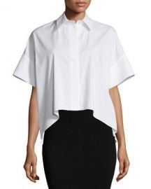 Alice   Olivia Edyth High-Low Short-Sleeve Shirt at Neiman Marcus