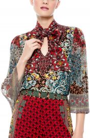 Alice   Olivia Elaina Tie Neck Paisley Blouse   Nordstrom at Nordstrom