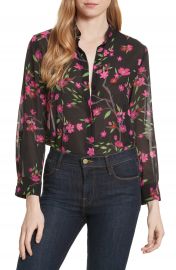 Alice   Olivia Eloise Mandarin Collar Blouse at Nordstrom