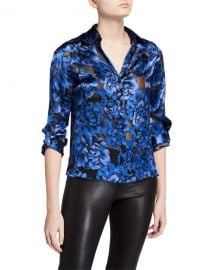 Alice   Olivia Eloise Roll-Cuff Button-Down Top at Neiman Marcus