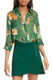 Alice   Olivia Eloise Roll Sleeve Floral Blouse at Nordstrom