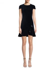 Alice   Olivia Enid Ruffle-Front Fit Flare Dress at Neiman Marcus