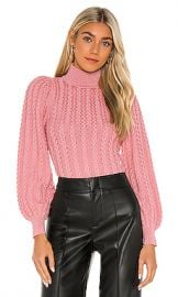 Alice   Olivia Esme Mock Neck Puff Sleeve Sweater in Rose from Revolve com at Revolve