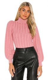 Alice   Olivia Esme Mock Neck Puff Sleeve Sweater in Rose from Revolve com at Revolve