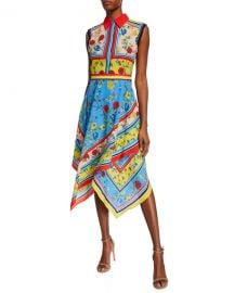 Alice   Olivia Farrah Collared Handkerchief Dress at Neiman Marcus