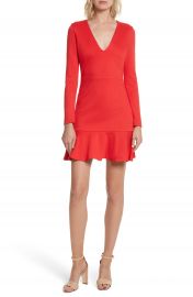 Alice   Olivia Francine Ruffle Hem Fit  amp  Flare Dress at Nordstrom