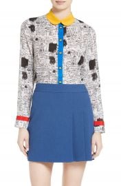 Alice   Olivia Gary Print Silk Blouse at Nordstrom