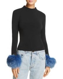 Alice   Olivia Haylen Fox Fur-Cuff Top   Bloomingdale  39 s at Bloomingdales