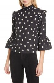 Alice   Olivia Henrietta Daisy Pattern Ruffled Cotton Boxy Blouse   Nordstrom at Nordstrom