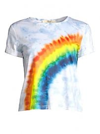 Alice   Olivia Jeans - Shira Roll Sleeve Rainbow Tee at Saks Fifth Avenue