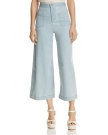 Alice   Olivia Johnny Front Patch Pocket Cropped Wide-Leg Jeans in Bleached Indigo at Bloomingdales