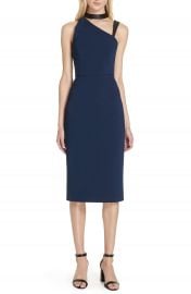 Alice   Olivia Jona Leather Trim Sheath Dress at Nordstrom