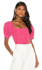 Alice   Olivia Joslyn Puff Sleeve Cropped Top in Wild Pink from Revolve com at Revolve