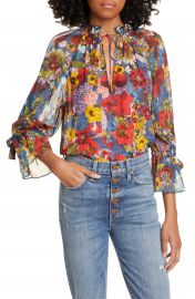 Alice   Olivia Julius Floral Print Raglan Sleeve Blouson Tunic   Nordstrom at Nordstrom