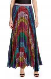 Alice   Olivia Katz Sunburst Snakeskin Print Pleated Maxi Skirt   Nordstrom at Nordstrom