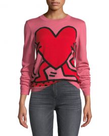 Alice   Olivia Keith Haring x Alice   Olivia Chia Relaxed Intarsia Crewneck Pullover Sweater at Neiman Marcus