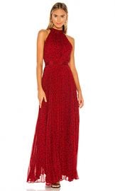 Alice   Olivia Kelissa Halter Pleat Maxi Dress in Mini Leopard Ruby  amp  Black from Revolve com at Revolve