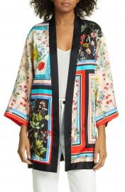 Alice   Olivia Koko Patchwork Print Open Front Jacket   Nordstrom at Nordstrom