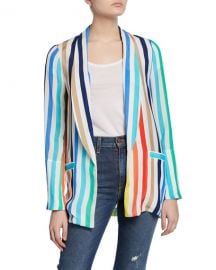 Alice   Olivia Kylie Striped Easy Shawl-Collar Jacket at Neiman Marcus