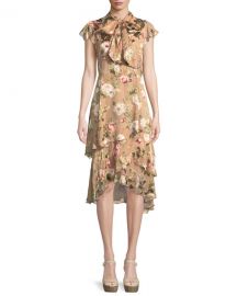 Alice   Olivia Lavenia Tiered Floral Midi Dress at Neiman Marcus